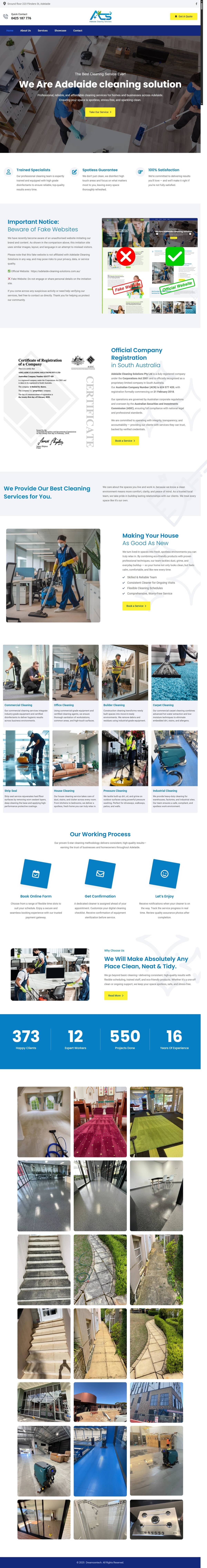 Adelaide Cleaning Solutions full page screenshot preview
