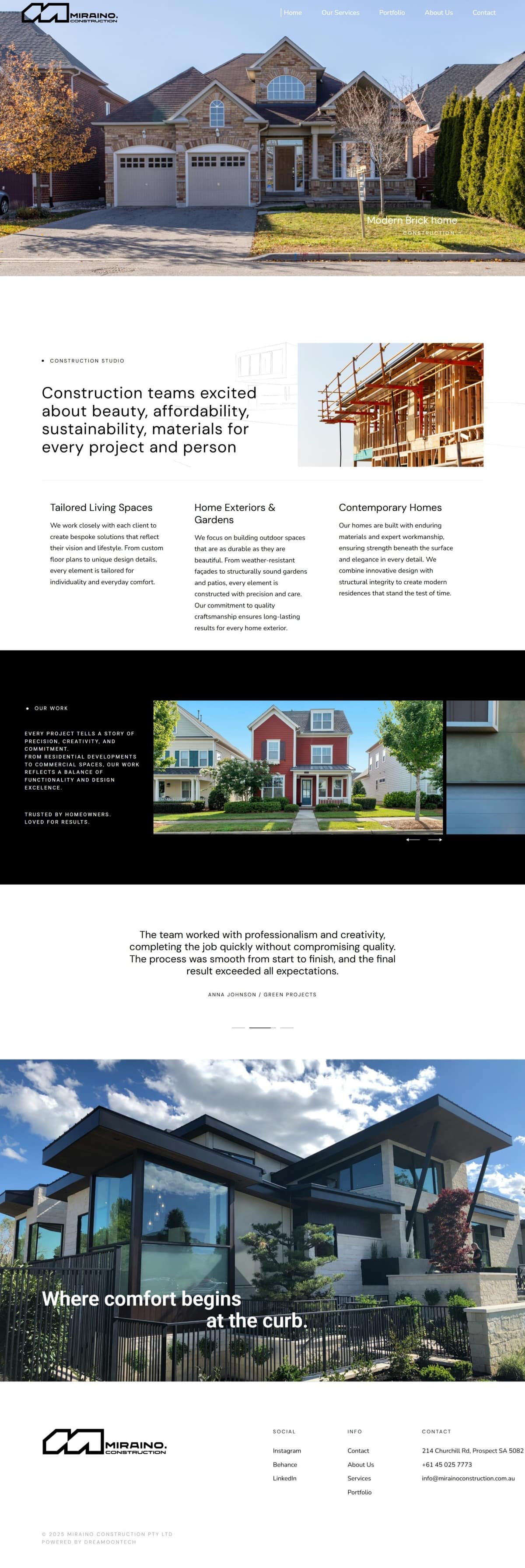 Miraino Construction full page screenshot preview